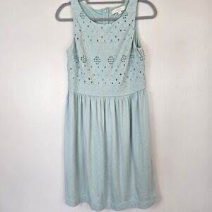 Loft Sleeveless Eyelet Detail‎ Dress Green Size 6.A151